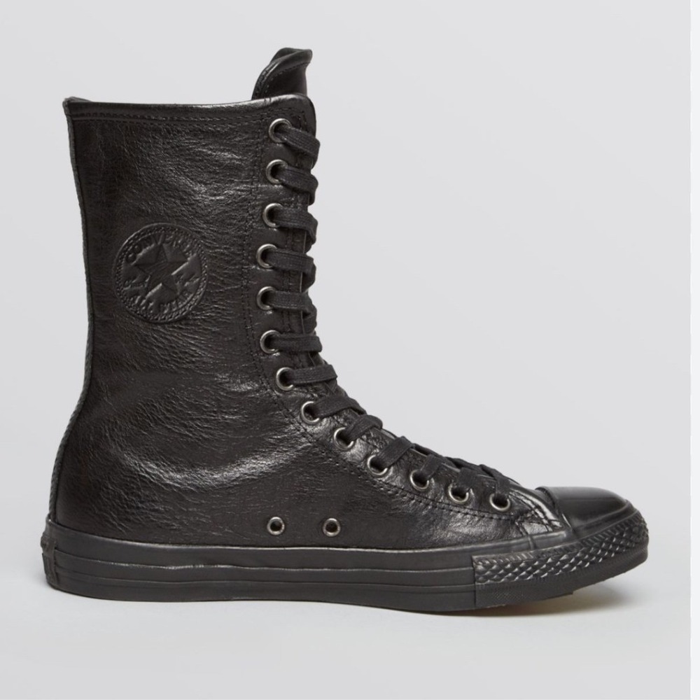 Converse Chuck Taylor All Star XX Hi Black Leather 7.5 Zip Tall Boot Goth Punk